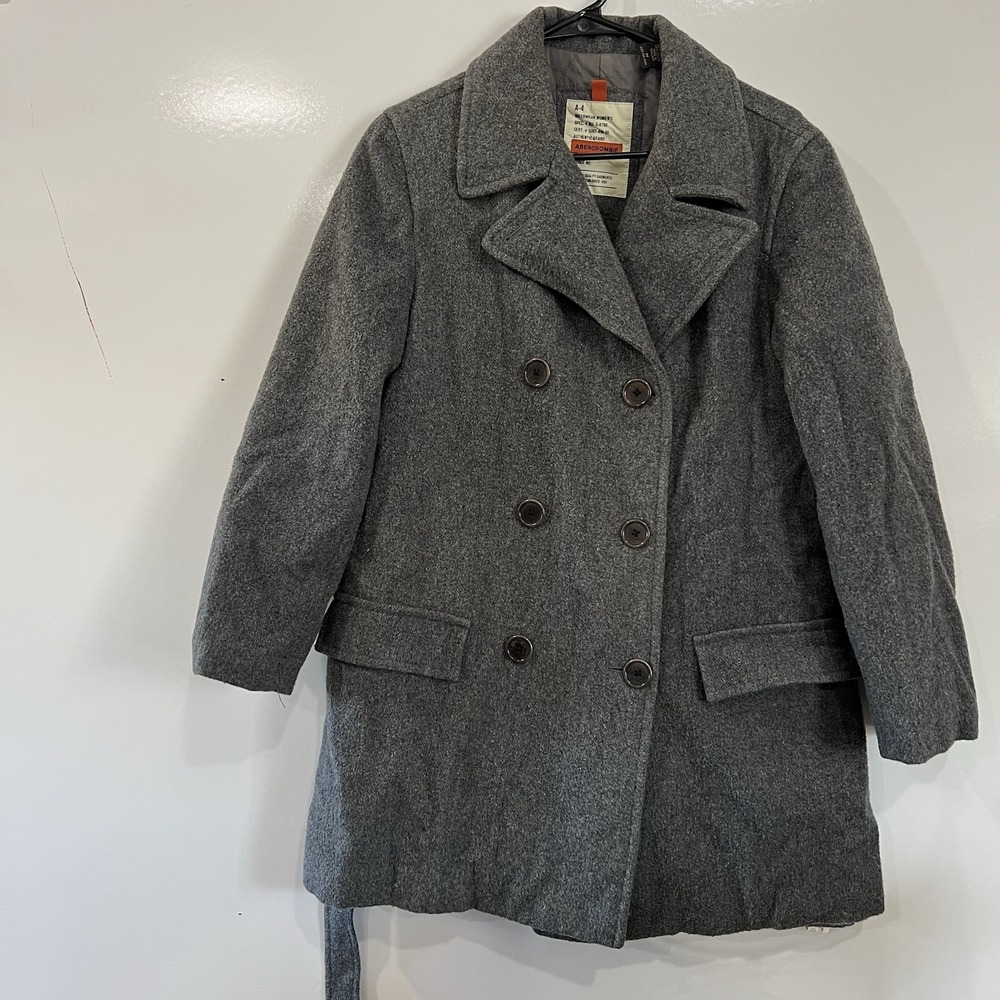 Abercrombie & Fitch Women's S Gray Wool Blend Double Breasted Pea Coat Jacket